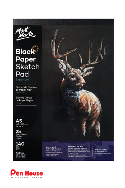 MONT MARTE BLACK PAPER SKETCH PAD A5