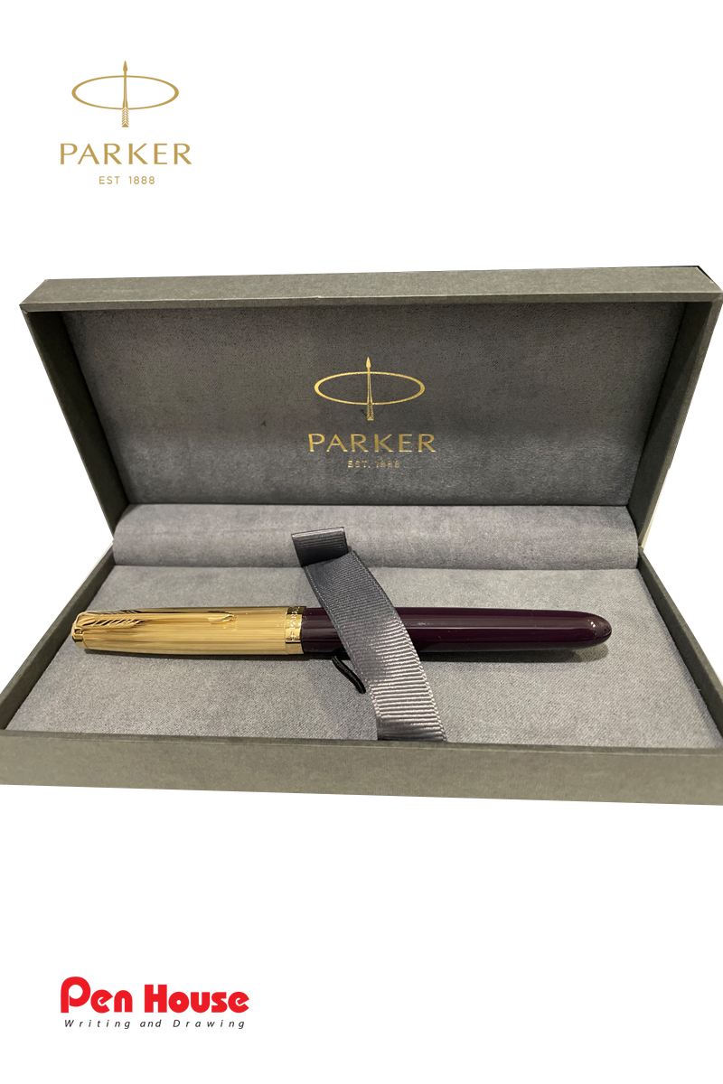 PARKER 51 DELUXE PLUM GOLD TRIM FOUNTAIN PEN (M)