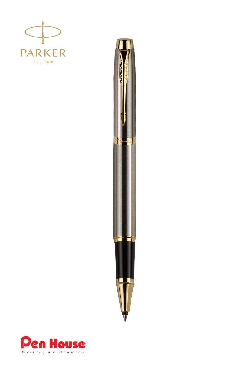 PARKER IM STAINLESS STEEL GOLD TRIM ROLLER BALL