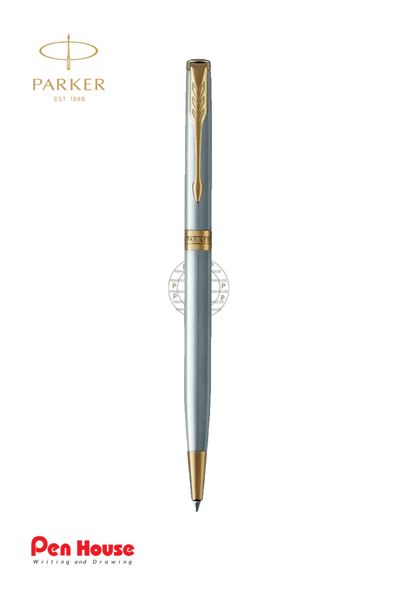 PARKER SONNET STAINLESS STEEL GOLD TRIM BALLPOINT