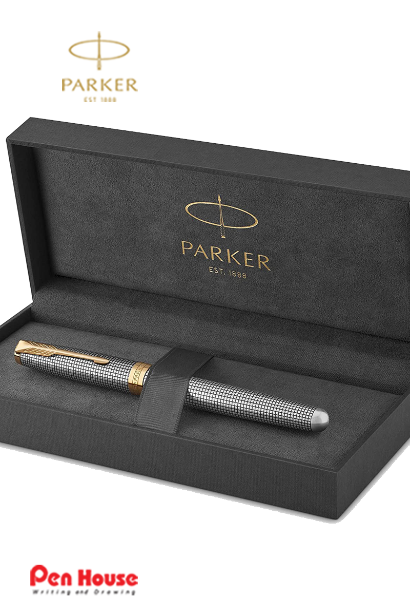 PARKER SONNET CHISELLED SILVER GT FOUNTAIN PEN