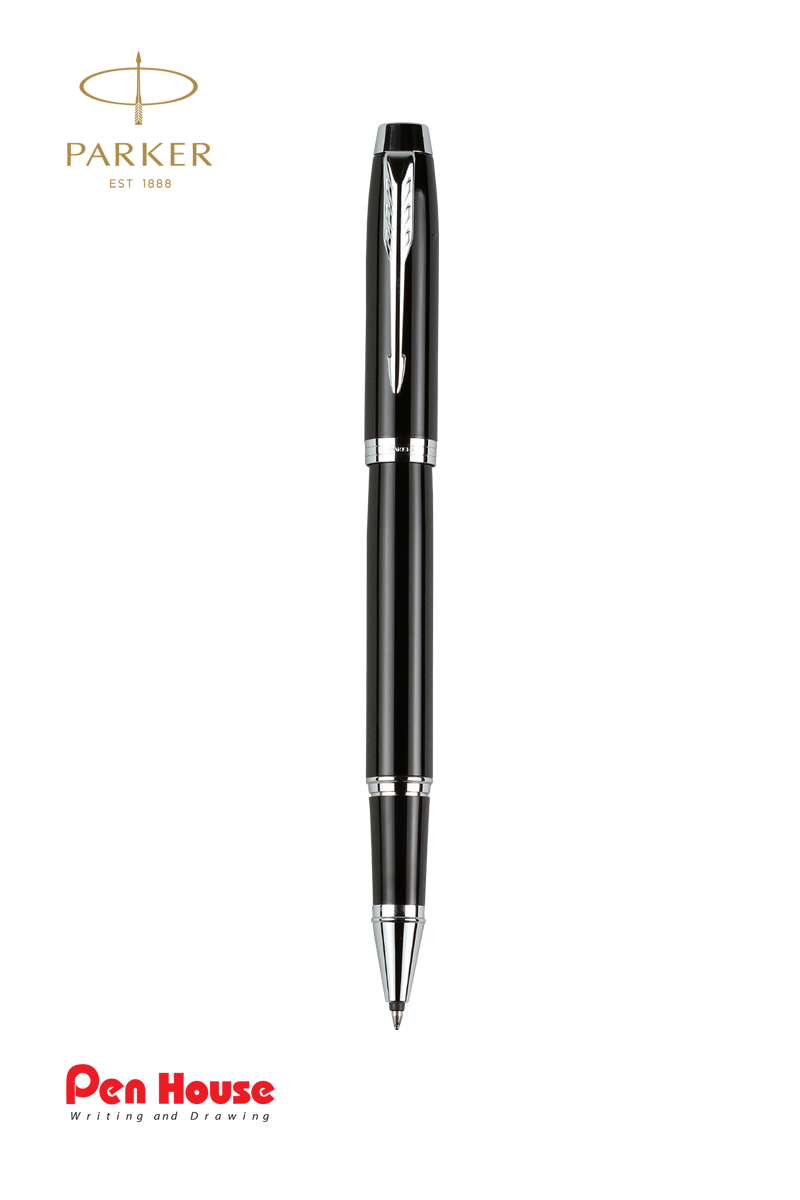 PARKER IM LCQUER BLACK CHROME TRIM ROLLERBALL