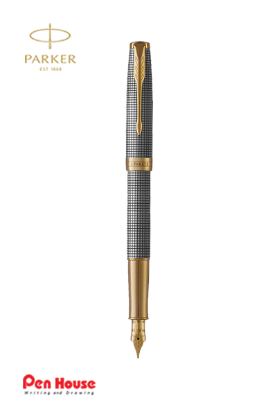 PARKER SONNET CHISELLED SILVER GT FOUNTAIN PEN