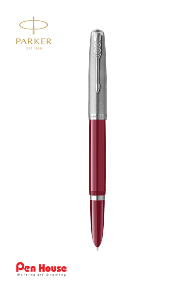 PARKER 51 COVE BURGUNDY CHROME TRIM FOUNTAIN PEN (F)