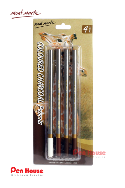 COLOURED CHARCOAL PENCIL SIGNATURE 4PC