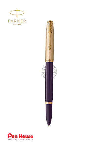 PARKER 51 DELUXE PLUM GOLD TRIM FOUNTAIN PEN (M)